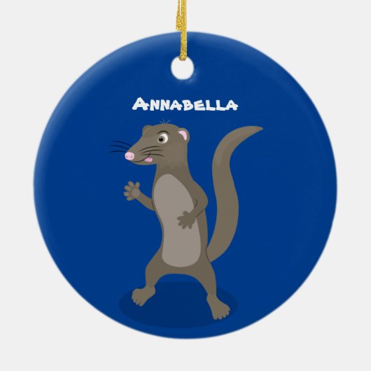 Cute mongoose cartoon illustratie keramisch ornament (Achterkant)