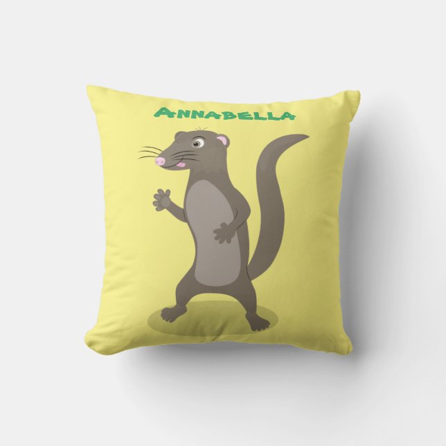 Cute mongoose cartoon illustratie kussen (Voorkant)