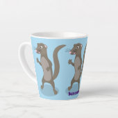 Cute mongoose cartoon illustratie latte mok (Linkerhoek)