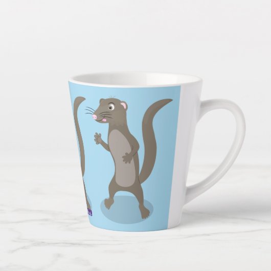Cute mongoose cartoon illustratie latte mok (Rechts)