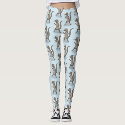 Cute mongoose cartoon illustratie leggings (Voorkant)