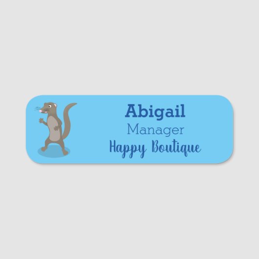 Cute mongoose cartoon illustratie naamplaatje (Voorkant)