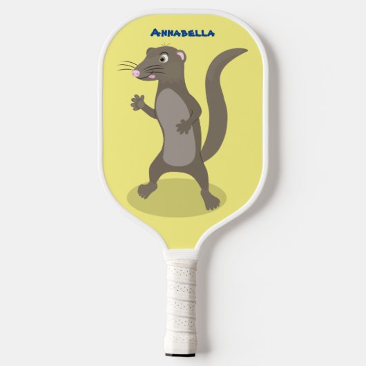 Cute mongoose cartoon illustratie pickleball paddle (Achterkant)