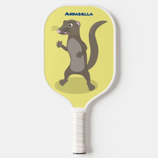 Cute mongoose cartoon illustratie pickleball paddle (Voorkant)