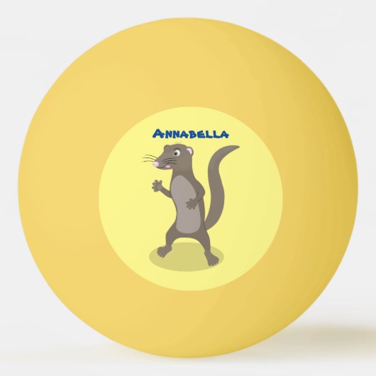 Cute mongoose cartoon illustratie pingpongbal (Voorkant)