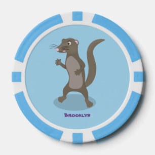 Cute mongoose cartoon illustratie poker chips