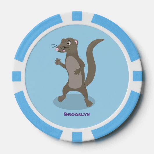 Cute mongoose cartoon illustratie poker chips (Voorkant)
