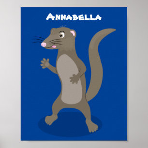 Cute mongoose cartoon illustratie poster