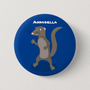 Cute mongoose cartoon illustratie ronde button 5,7 cm