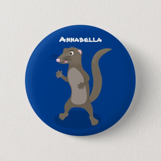 Cute mongoose cartoon illustratie ronde button 5,7 cm (Voorkant)