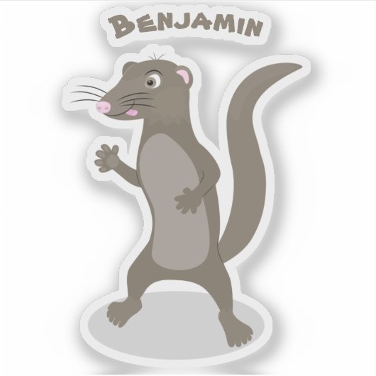 Cute mongoose cartoon illustratie sticker (Voorkant)