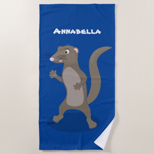 Cute mongoose cartoon illustratie strandlaken (Voorkant)