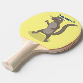 Cute mongoose cartoon illustratie tafeltennisbatje (Voorkant Gekanteld)