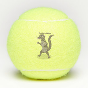 Cute mongoose cartoon illustratie tennisballen