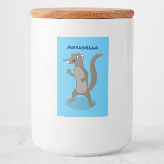 Cute mongoose cartoon illustratie voedselcontainer etiket (Voorkant)
