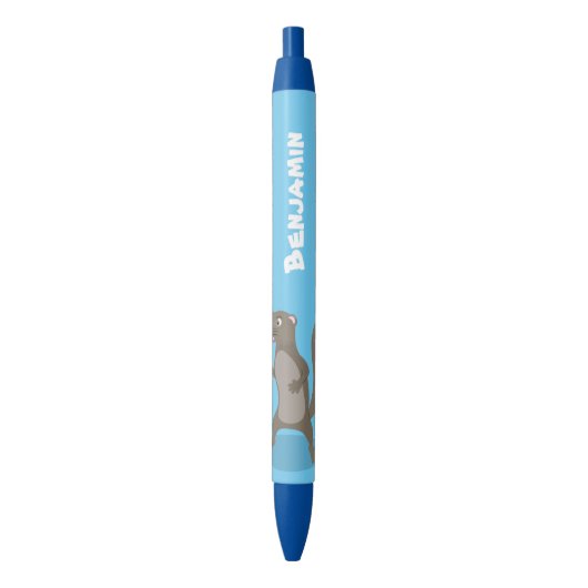 Cute mongoose cartoon illustratie zwarte inkt pen (Voorkant Verticaal)