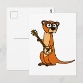 Cute Mongoose Plays Banjo Cartoon Briefkaart (Voorkant / Achterkant)
