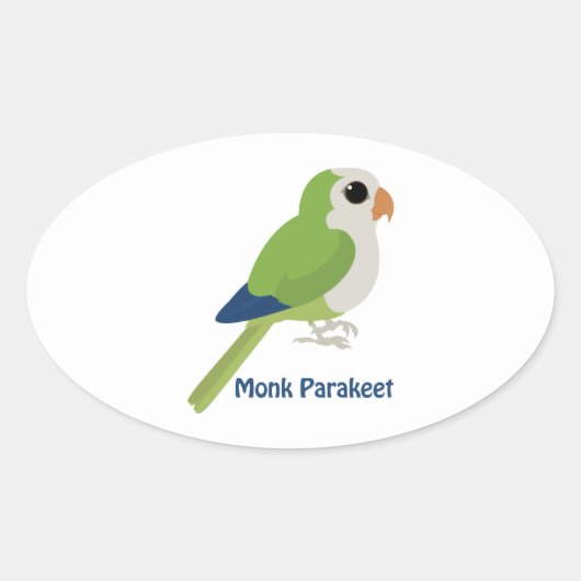 Cute Monk Parakeet Ovale Sticker (Voorkant)