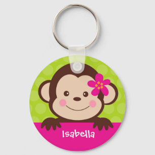 Cute Monkey - Aangepaste naam - Kettingrugzak - la Sleutelhanger