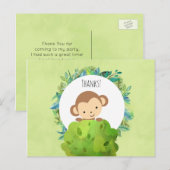 Cute Monkey achter een Struik Party Dank u Briefkaart (Voorkant / Achterkant)