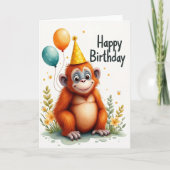 Cute Monkey Ballonnen Kaart (Voorkant)