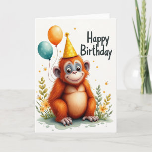 Cute Monkey Ballonnen Kaart