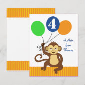 Cute Monkey Ballonnen Notitiekaart Notitiekaartje (Voorkant / Achterkant)