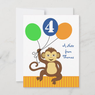 Cute Monkey Ballonnen Notitiekaart Notitiekaartje
