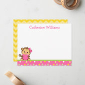 Cute Monkey Bedankt Opmerking Notitiekaartje (Voorkant / Achterkant in situ)