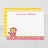 Cute Monkey Bedankt Opmerking Notitiekaartje (Voorkant / Achterkant)