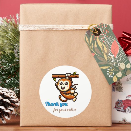 Cute Monkey Bedankt Sticker (Feestdagen)