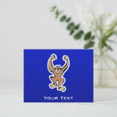 Cute Monkey Blauw Briefkaart (Staand voorkant)