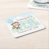 Cute Monkey, blauw en groen Baby shower Kartonnen Onderzetters (Schuin)