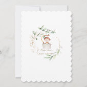 Cute Monkey Bloemige Groene Gouden Baby Shower Kaart (Achterkant)