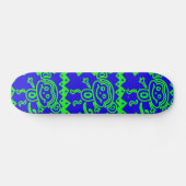 Cute Monkey Blue Lime Green Animal Patroon Skateboard (Horizontaal)