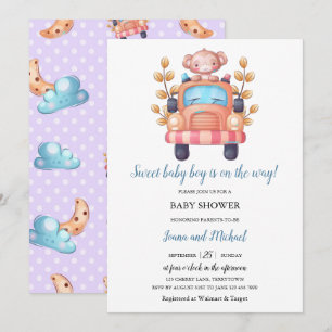 Cute Monkey Boy Baby Kaart