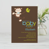 Cute Monkey Boy Baby shower Invitation Kaart (Staand voorkant)