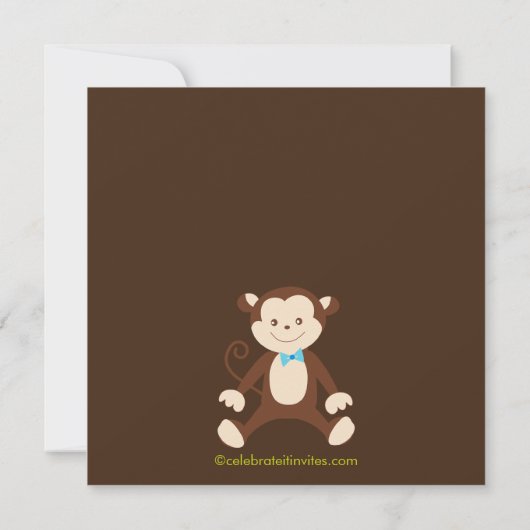 Cute Monkey Boy Baby shower Invitation Kaart (Achterkant)