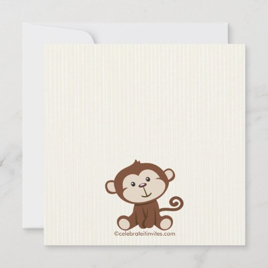 Cute Monkey Boy Baby shower Invitation Kaart (Achterkant)