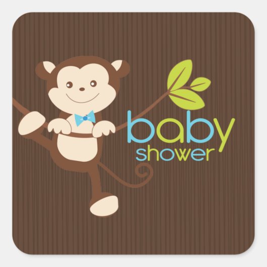 Cute Monkey Boy Baby shower Sticker (Voorkant)