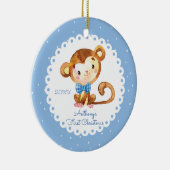 Cute Monkey Boy Baby's eerste kerstversiering Keramisch Ornament (Rechts)