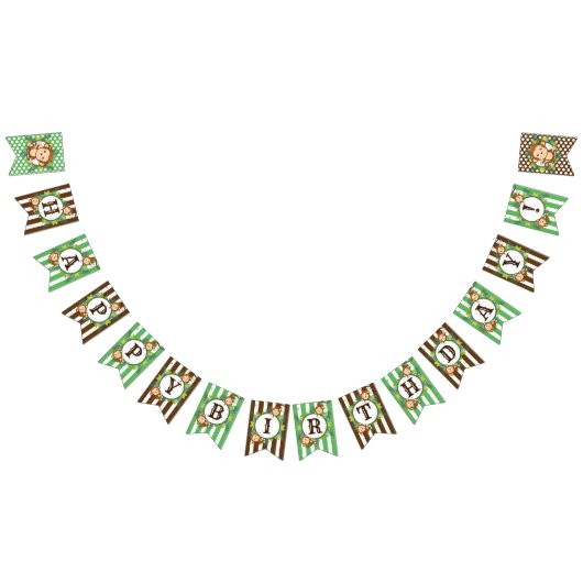 Cute Monkey Boy Oerwoud Safari Name Banner (Alle)