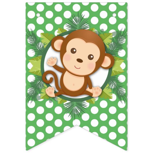 Cute Monkey Boy Oerwoud Safari Name Banner (Eerste vlag)
