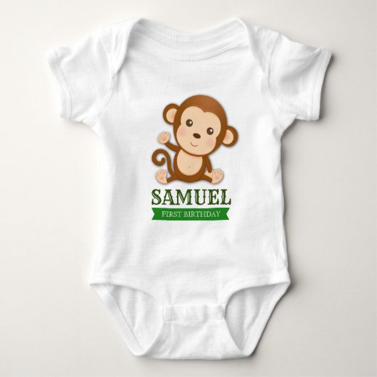 Cute Monkey Boy Oerwoud Safari Romper (Voorkant)