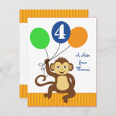 Cute Monkey-briefkaart Notitiekaartje (Voorkant / Achterkant)