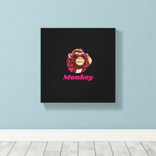 Cute Monkey Canvas Afdruk (Insitu (Houten vloer))
