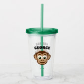 Cute monkey cartoon custom kid's name acryl drinkbeker (Voorkant)