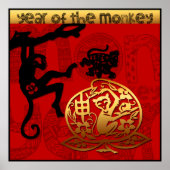 Cute Monkey Chinese Year Zodiac Birthday Poster (Voorkant)