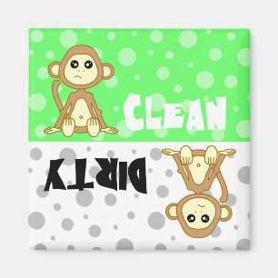 Cute Monkey Clean/Dirty Dishwasher Magnet