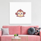 Cute monkey clipart canvas afdruk (Insitu (Woonkamer))